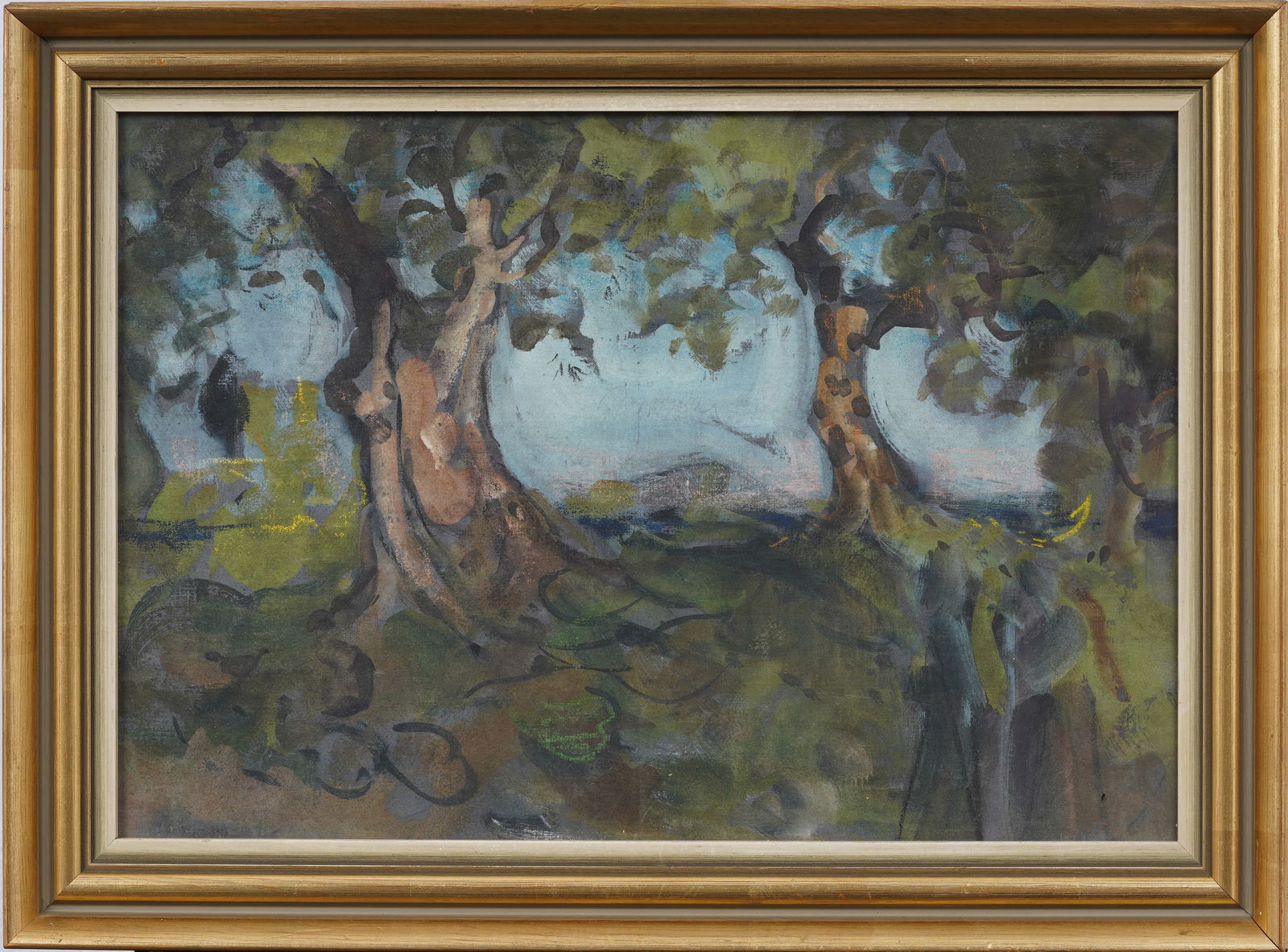 Vintage French Post Impressionist Framed Landscape Original Oil Painting (1 of 6)