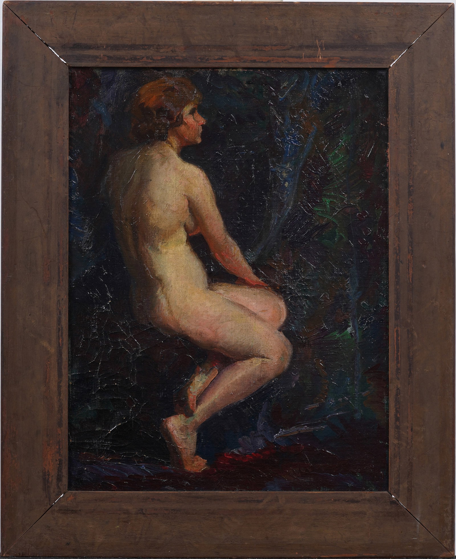 Antique American Impressionist Nude Woman Portrait Framed Original Oil Painting: Antique American impressionist portrait oil painting. Oil on board.Framed. Measuring: 20 by 16 inches overall, and 16 by 12 painting alone. Please see all images for condition. Size is measured and wr