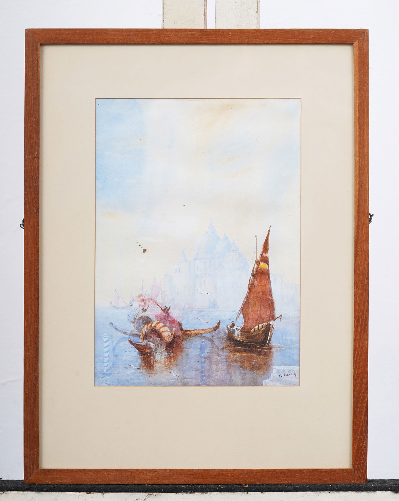 Antique Italian Impressionist Venice Cityscape Signed "W.Davis" Gouache Painting (1 of 8)