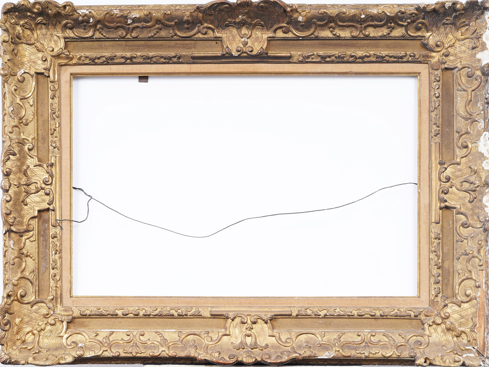 Fancy Antique European Giltwood Oil Painting Frame: Antique European impressionist oil painting frame. Measuring: 29 by 38 inches overall, 18.5 by 28.25 rabet, and 17.5 by 27.5 sight. Please see all images for condition. Size is measured and written on