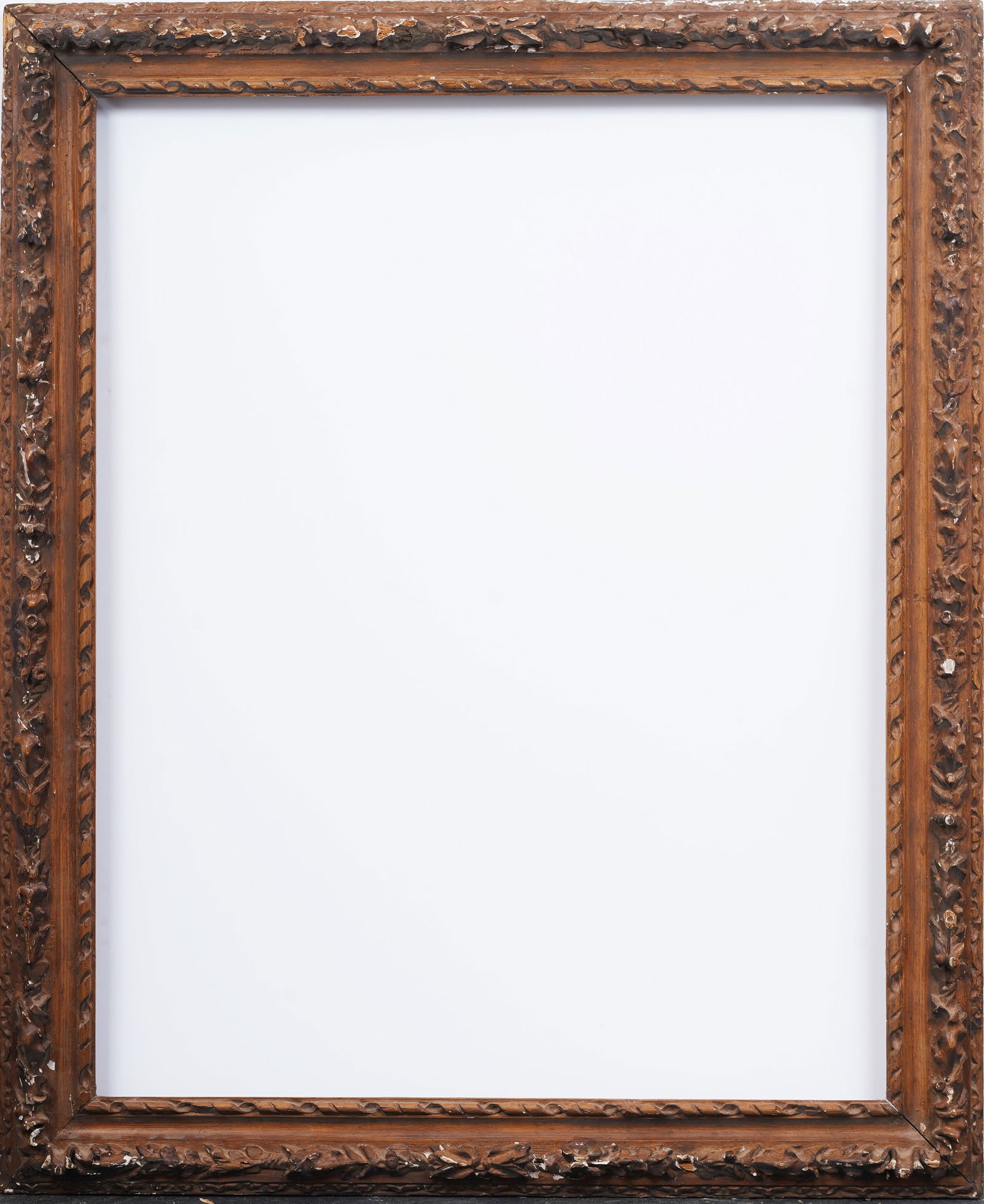 Monumental Antique Old Master Carved Oil Painting Frame: Antique European oil painting frame. Measuring: 42 by 52 inches overall, and 45 by 35.5 rabet and 34 by 43.5 sight size. Please see all images for condition. Size is measured and written on the back o