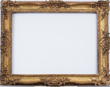 Antique American or European Impressionist Wide Carved Gold Giltwood Oil Painting Frame