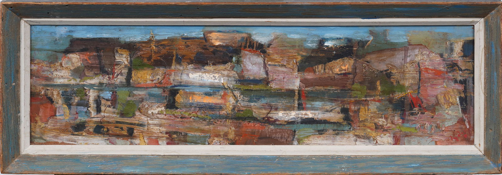 Vintage Signed Orientalist Abstract Framed Landscape Modernist Original Oil Painting