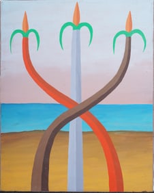 Julius Shaier Signed Vintage American Modernist Moodscape Abstract Original Oil Painting