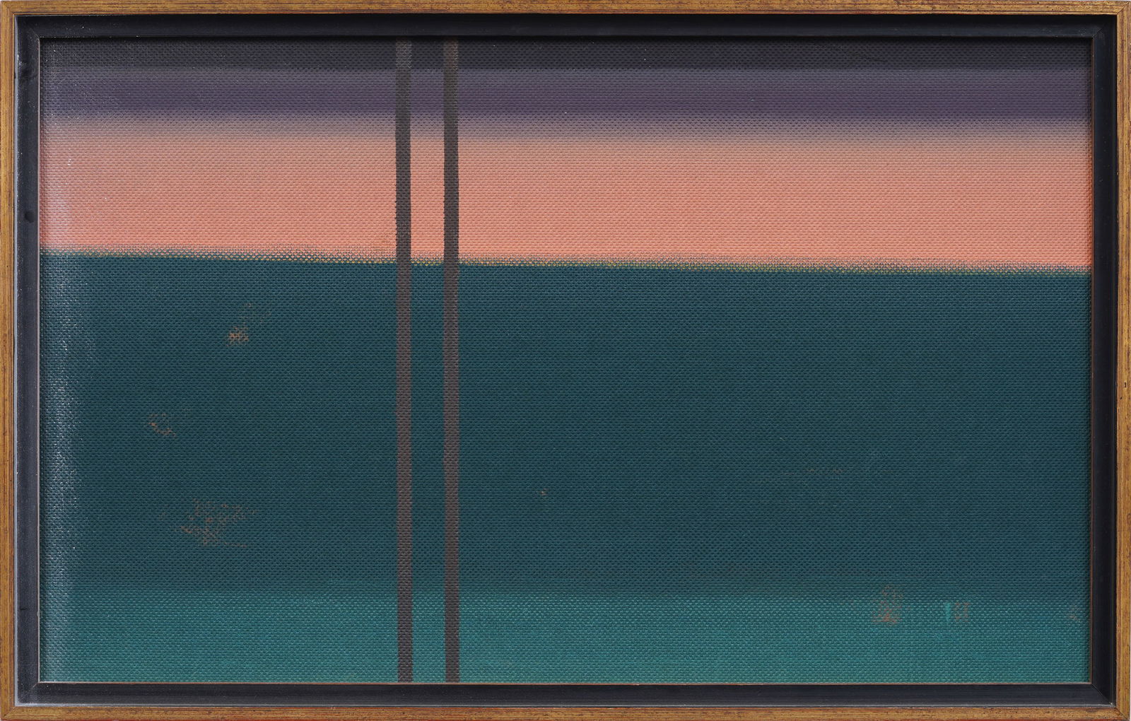 Vintage American Modernist Minimal Abstract Sunset Landscape Original Oil Painting (1 of 4)