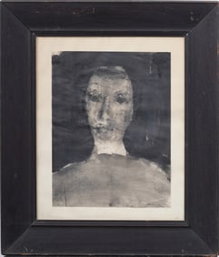 Vintage American Modernist Surreal Figurative Abstract Portrait Framed Original Painting