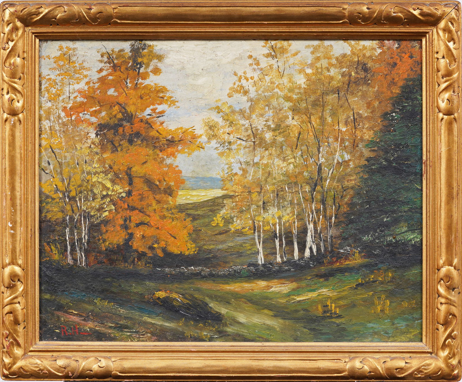 Vintage American Impressionist Giltwood Framed Double Sided Landscape Original Oil Painting (1 of 8)