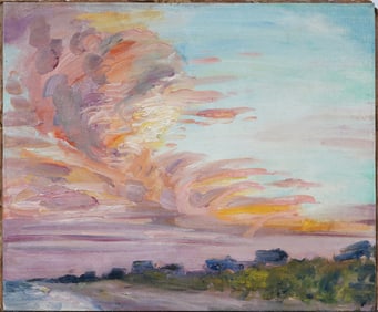 Charlestown Beach Rhode Island Summer Sunset Vintage American Impressionist Oil Painting