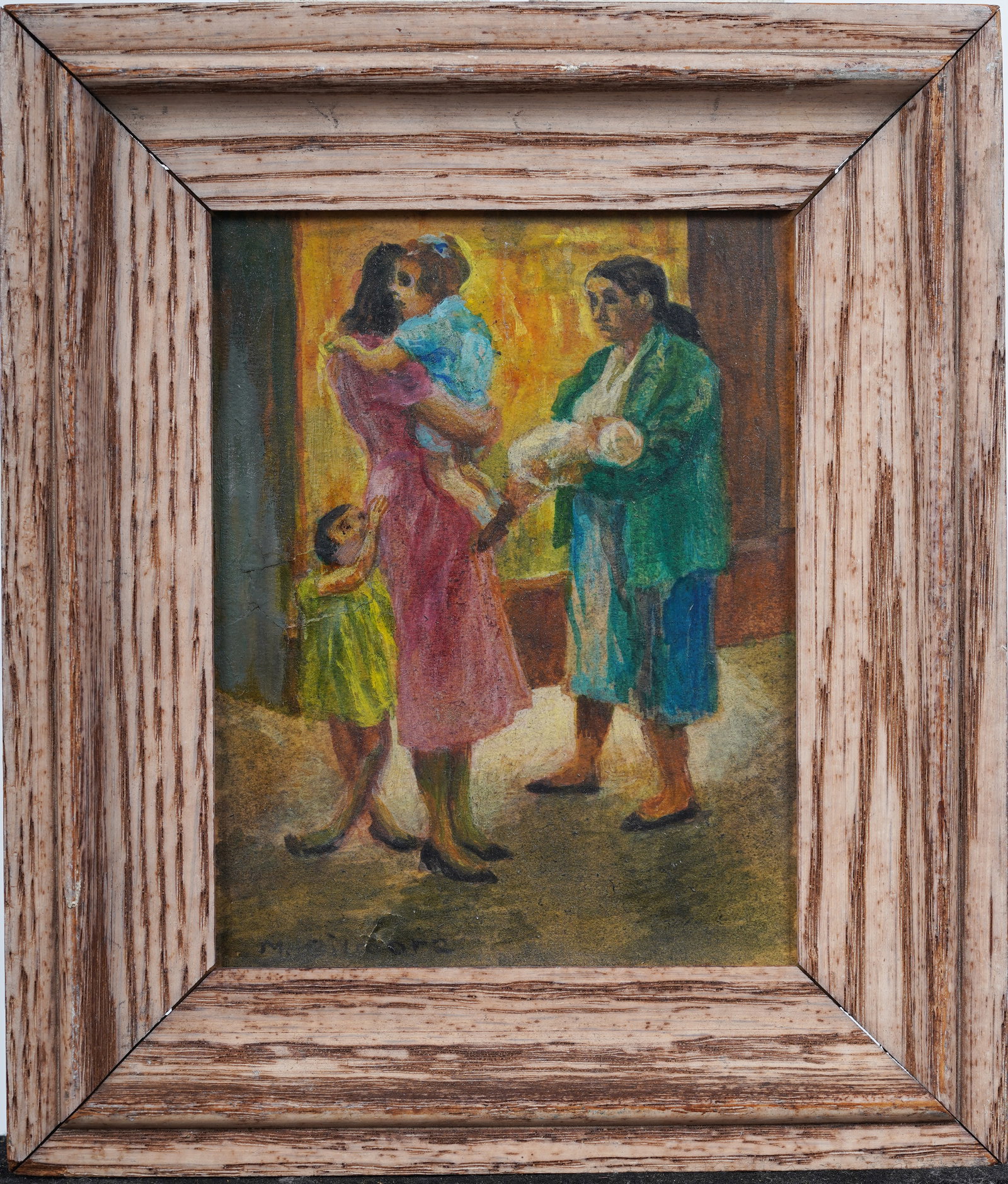 Vintage American Ashcan School Impressionist Nocturnal Street Scene Signed Original Oil Painting (1 of 6)