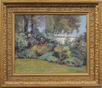 Grace (Power) Brion (1883 - 1961)  American Woman Artist Impressionist Flower Garden Oil Painting