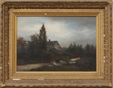 Antique American Hudson River School Luminous Framed Signed Landscape Original Oil Painting