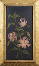 Antique American Realist Original Framed Flower Still Life Monogrammed Oil Painting Christie's Prov
