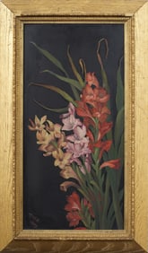 Antique American Realist Original Framed Flower Still Life Monogrammed Oil Painting Christie's Prov