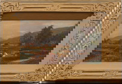 ATTR Samuel Gerry (1813-1891) Antique American Hudson River School Landscape Oil Painting