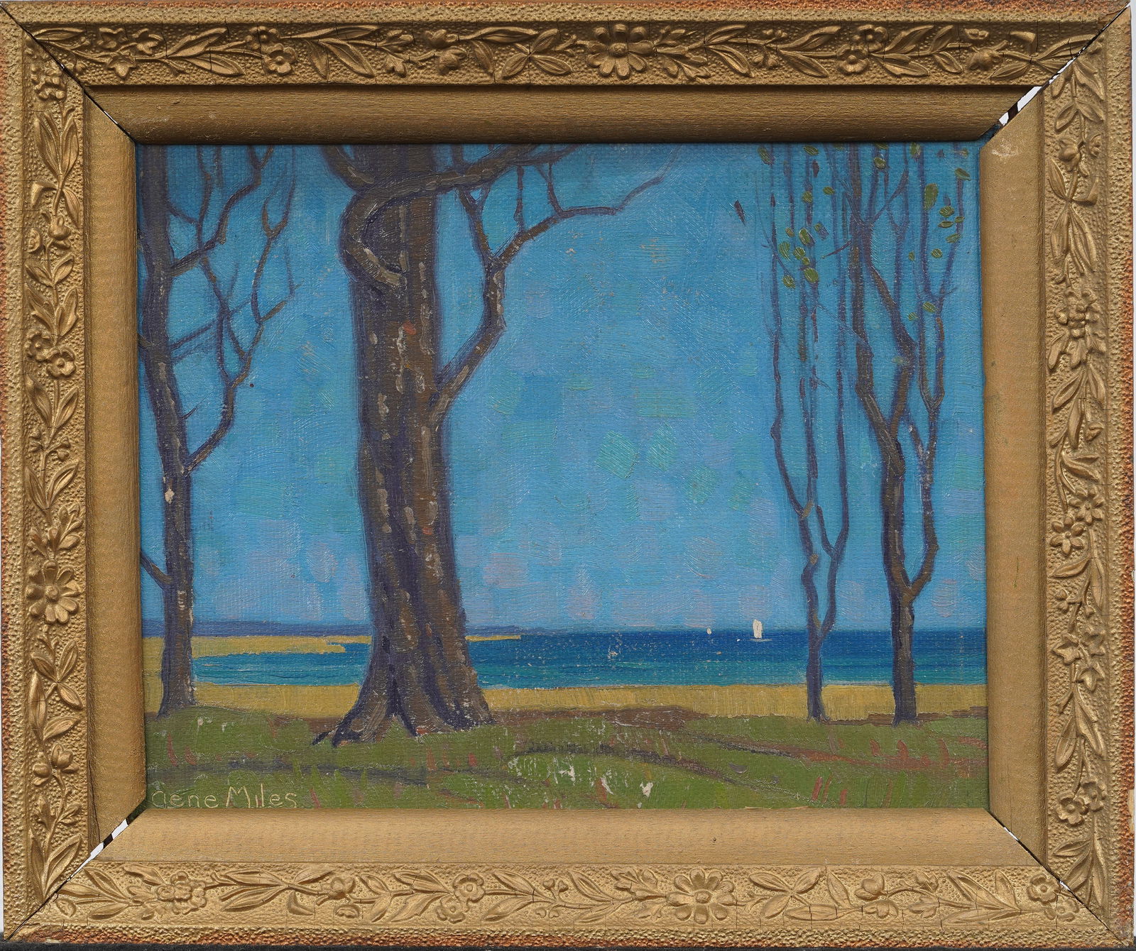 Gene Mills Vintage American Impressionist Beach Scene Framed Signed Original Oil Painting (1 of 6)