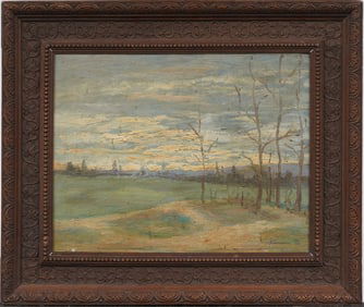 Signed Vintage American or European Impressionist Landscape Framed Original Oil Painting