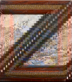 Vintage American Impressionist Fall Landscape Framed  Original Oil Painting