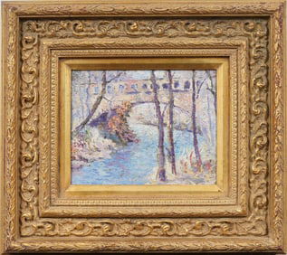 Antique American Impressionist New Hope Bucks County Framed Landscape Original Oil Painting