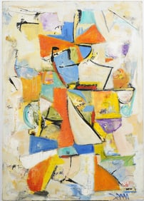 Vintage American School Modernist Abstract Expressionist Large  Original Oil Painting