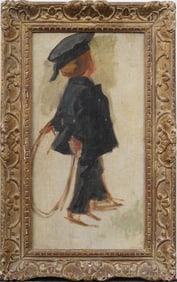 Antique French Impressionist Young Child Portrait Heydenryk Framed Original Oil Painting
