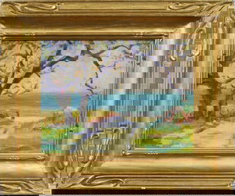 Susan Ricker Knox (1874-1959) Antique American Woman Impressionist Beach Scene Oil Painting