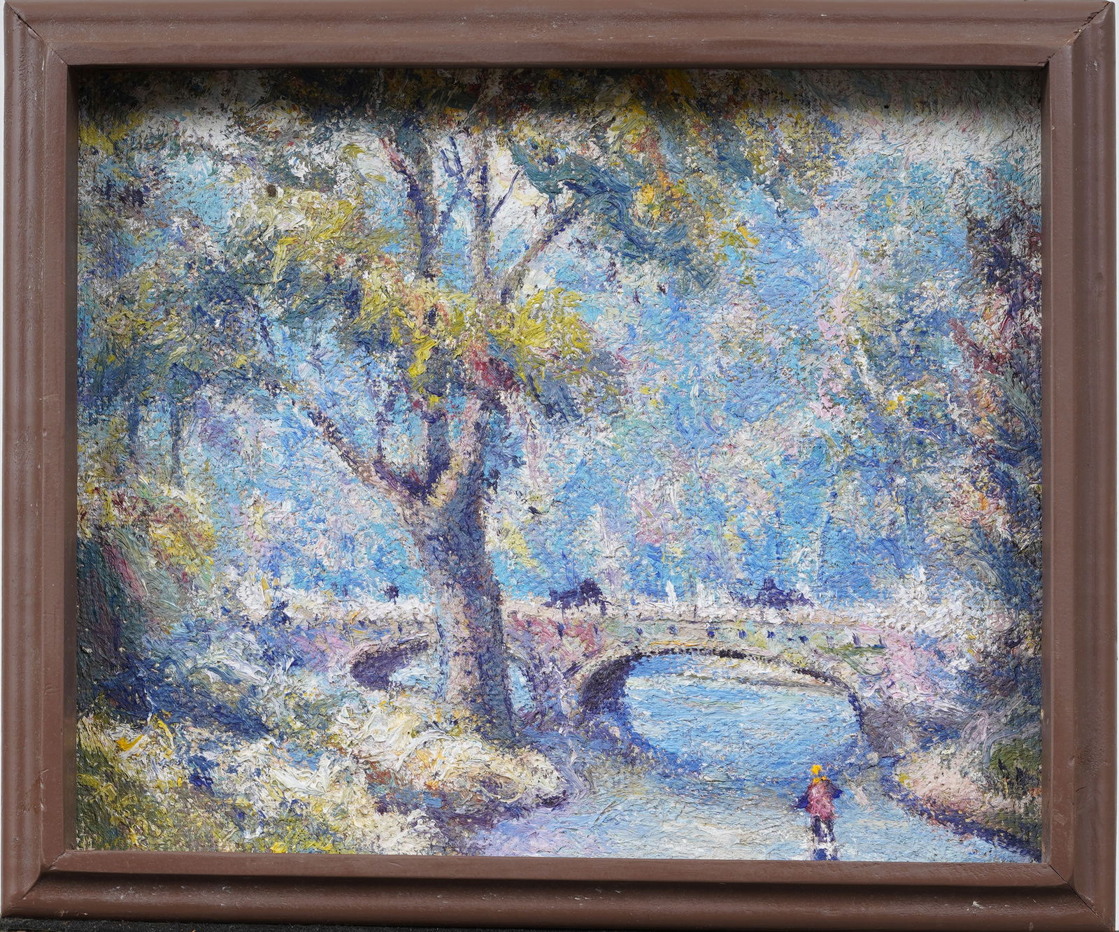 Antique American Impressionist River Landscape Framed Original Oil Painting (1 of 5)