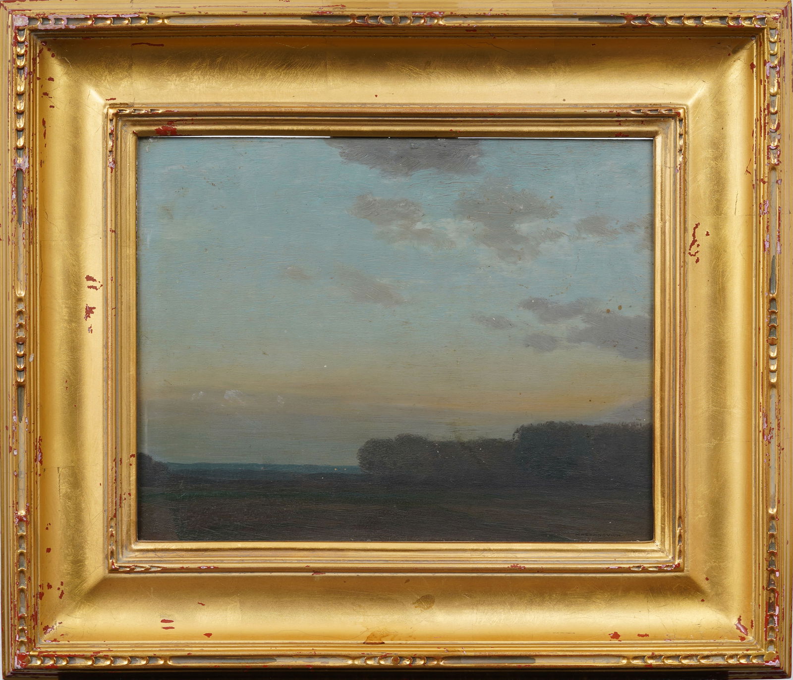 Lawrence Mazzanovich (1871-1959) Antique American Tryon North Carolina Sunset Oil Painting: Antique American impressionist sunset landscape oil painting by Lawrence Mazzanovich (1871 - 1959). Oil on panel. Signed. Framed. Measuring: 18 by 20 inches overall, and 11 by 13.5 painting alone. Ple