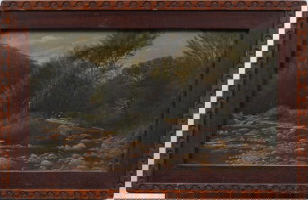 George William Whitaker (1841-1916) Antique American Forest Interior Hudson River School Painting