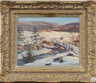 Joseph Giunta (1911-2001) Vintage Canadian Winter Quebec Impressionist Framed Original Oil Painting