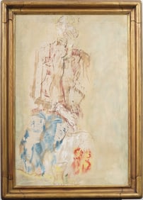 Vintage American School Modernist Framed Portrait Original Oil Painting