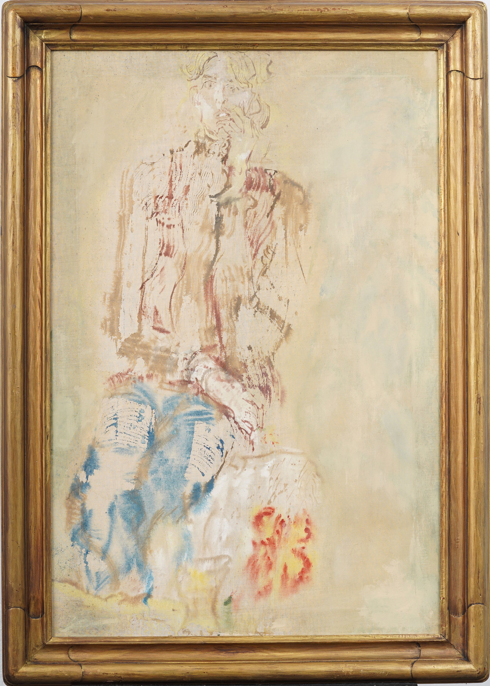 Vintage American School Modernist Framed Portrait Original Oil Painting: Vintage American oil painting. Oil on canvas. Framed. Measuring:35 by 25 inches overall, and 30 by 20 painting alone. Please see all images for condition. Size is measured and written on the back of t