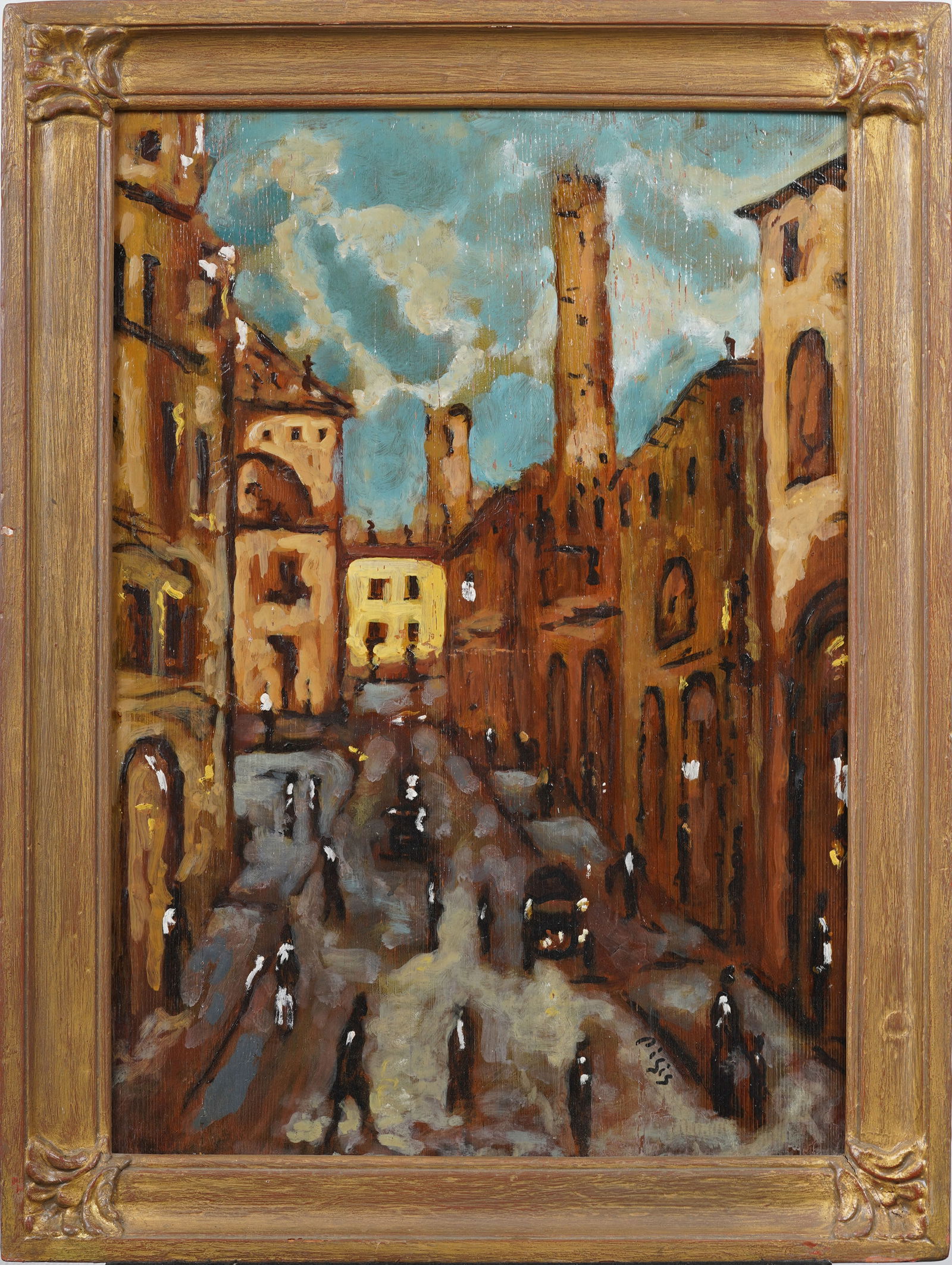 Filippo De Pisis (1896 - 1956) Vintage Italian Modernist Street Scene Framed Surreal Oil Painting (1 of 7)