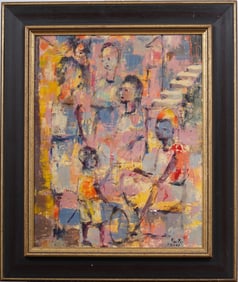 Abraham Mucius Vintage Haitian Abstract Figural Original Oil Painting