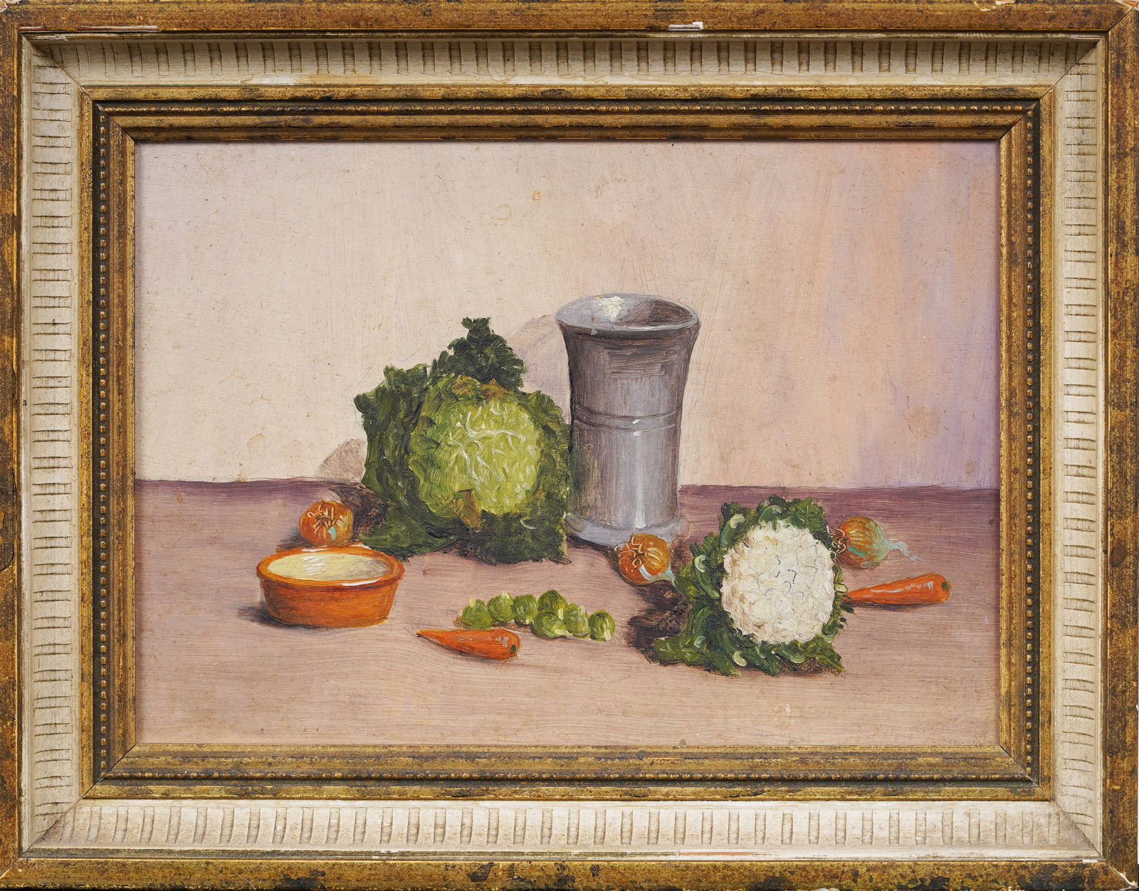 Antique Dinner Prep Kitchen Miniature Still Life Original Oil Painting (1 of 5)