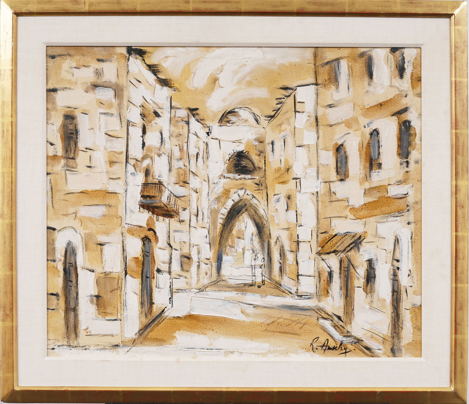 Vintage Jerusalem Street Scene Original Oil Painting (1 of 8)