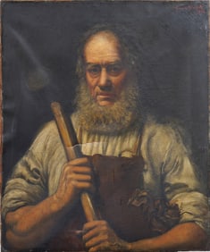 Signed 1878 Antique American Male Portrait Original Oil Painting