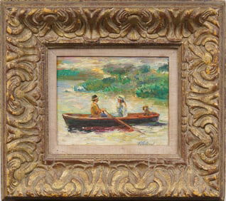 Paul Alan Williams (1934 - 2013) Signed Vintage Connecticut Impressionist Boat Scene Oil Painting