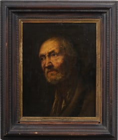 Antique Old Master Style European Male Portrait Framed Original Oil Painting