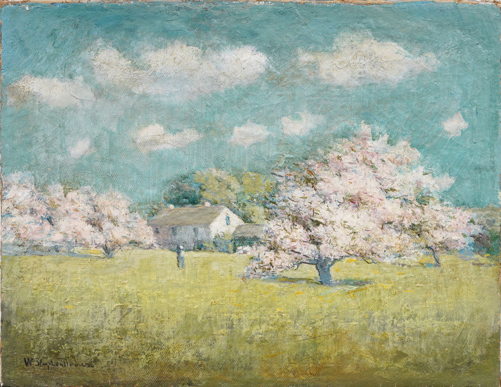 William Staples Drown (1856 - 1915) Signed American Impressionist Blossom Landscape Painting (1 of 5)