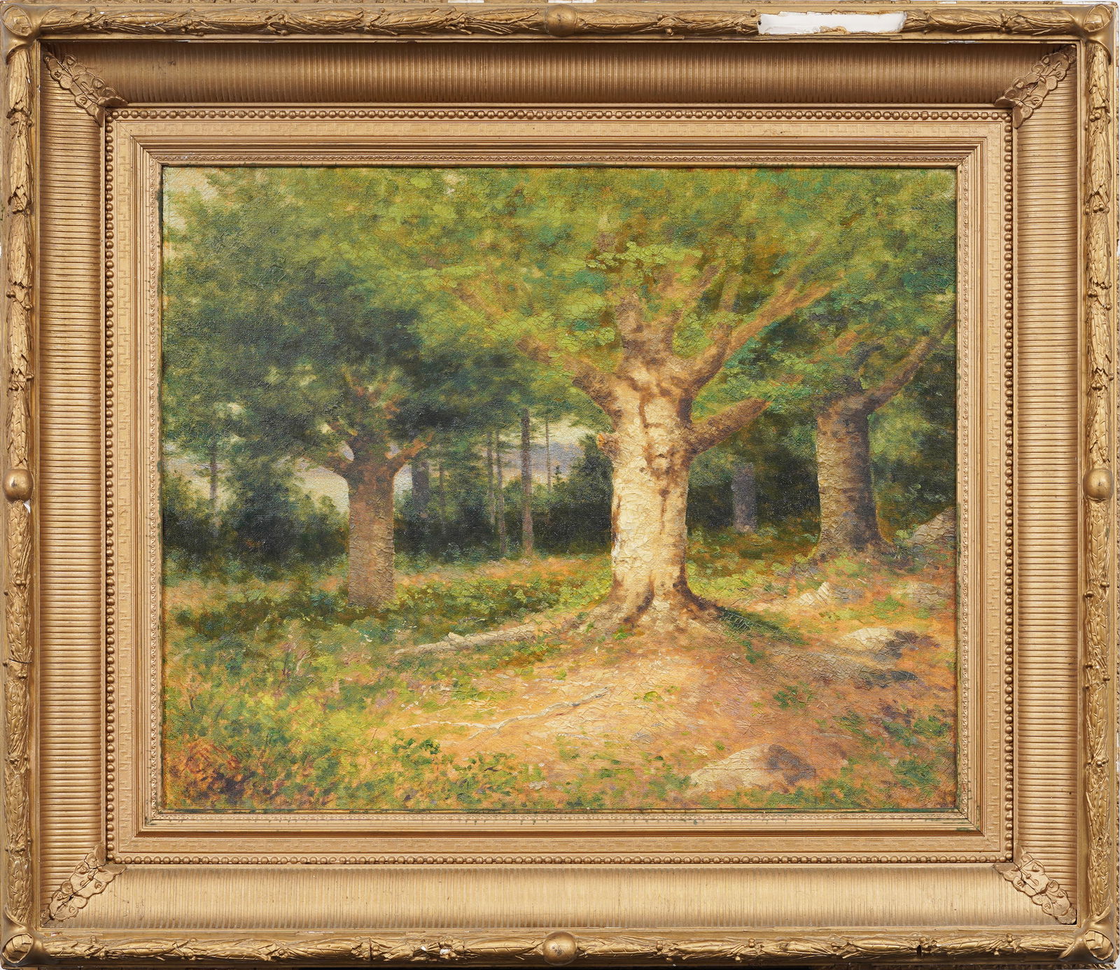 Large Antique American Signed "G.F.M. 1909" Nicely Framed Forest Landscape Oil Painting (1 of 8)