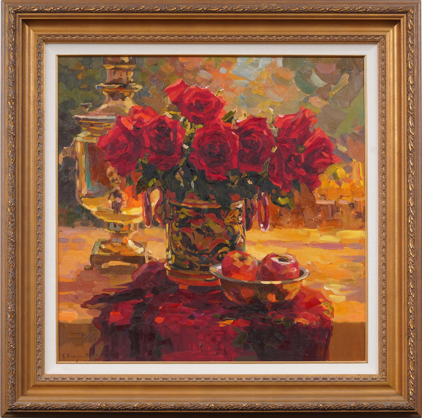 Evgeny and Lydia Baranov (Born 1961/1964)  Vintage Russian Impressionist Rose Still Life Painting (1 of 7)