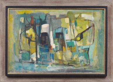 Belle Golinko Vintage American Female Modernist Abstract Expressionist Framed Original Oil Painting