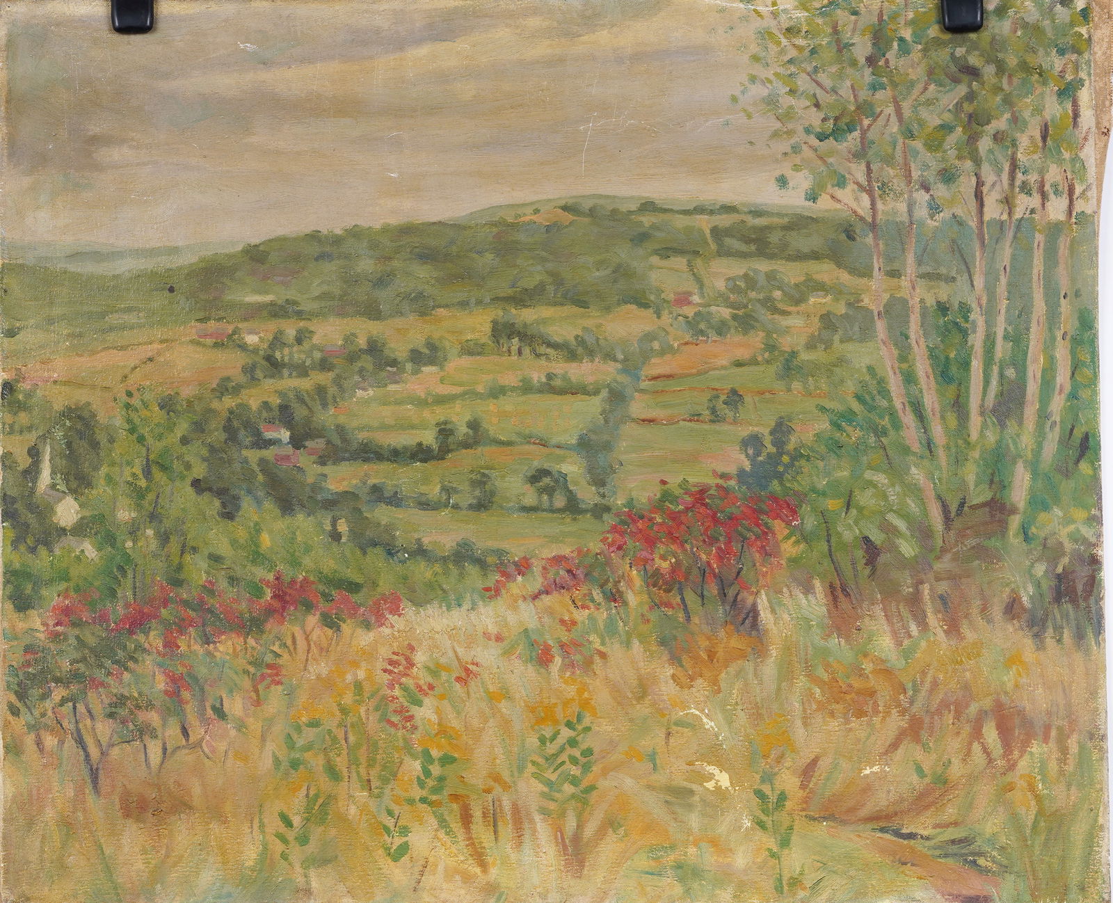 Antique American Impressionist Mountain Flower Landscape Original Oil Painting (1 of 4)