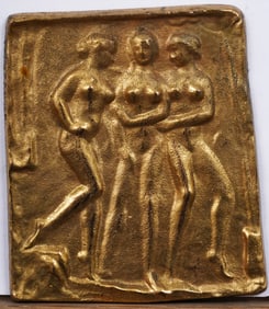 Arthur Bowen Davies American, 1862-1928 Three Graces Bronze Nude Sculpture with Gold Patina