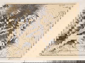 Pablo Picasso (1881-1973) La Danse des Faunes: Vintage lithograph, circa 1957 with the artist's stamped signature, from the unsigned edition of 1,000 (there was also a signed and numbered edition of 200), published in Cannes, for Le Patriote, Meas