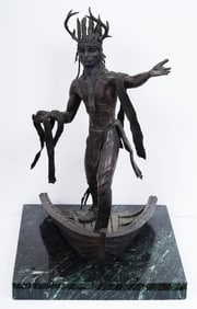 Jud Hartmann Signed Native American Indian Portrait Large Heavy Bronze Sculpture