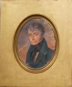 Jean François Hollier (1772 - 1845)  Antique French Handsome Male Portrait Framed Painting