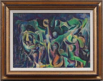 Eugene Arcieri (1914 - 2005) Vintage American Modernist Framed Abstract Original Oil Painting