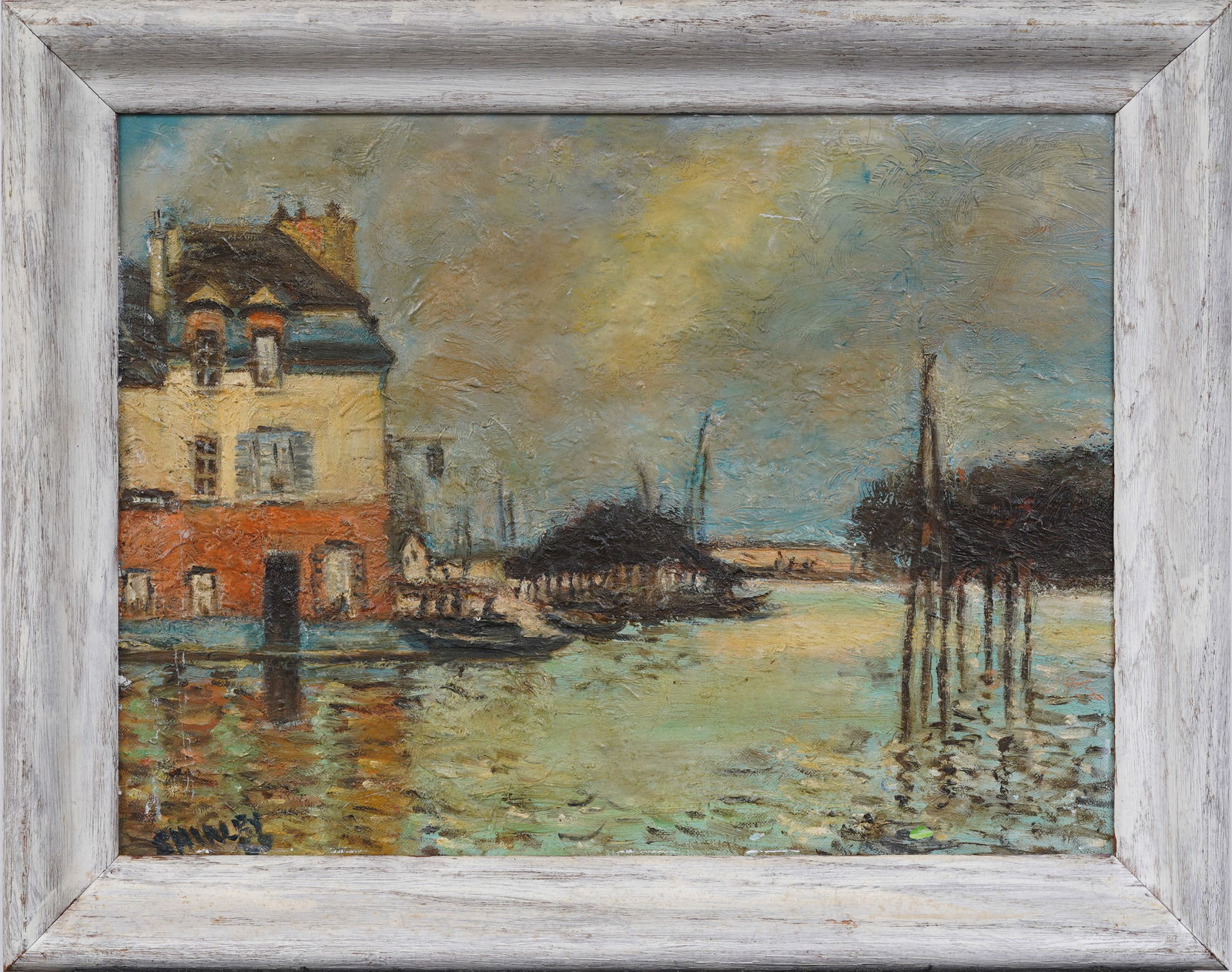 Vintage American Impressionist Coastal Framed Signed Original Beach Scene Oil Painting (1 of 6)