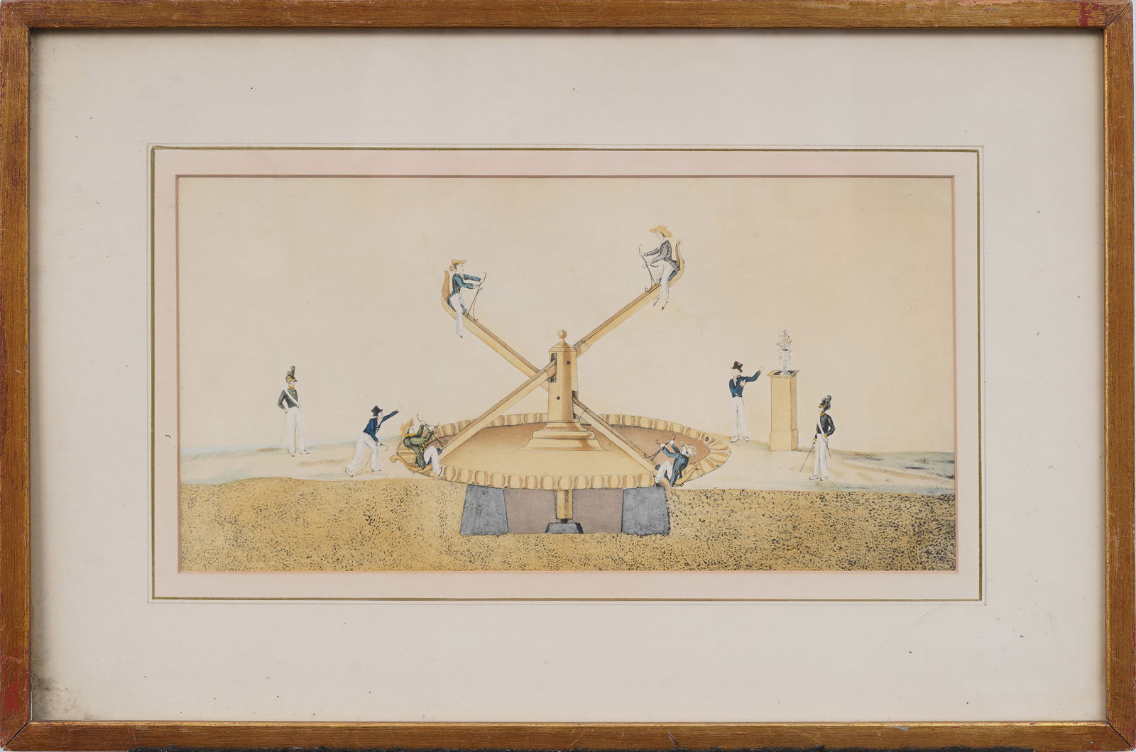 Vintage European Modernist Early Scientific "Flying Horses" Early Amusement Ride Framed Print (1 of 5)